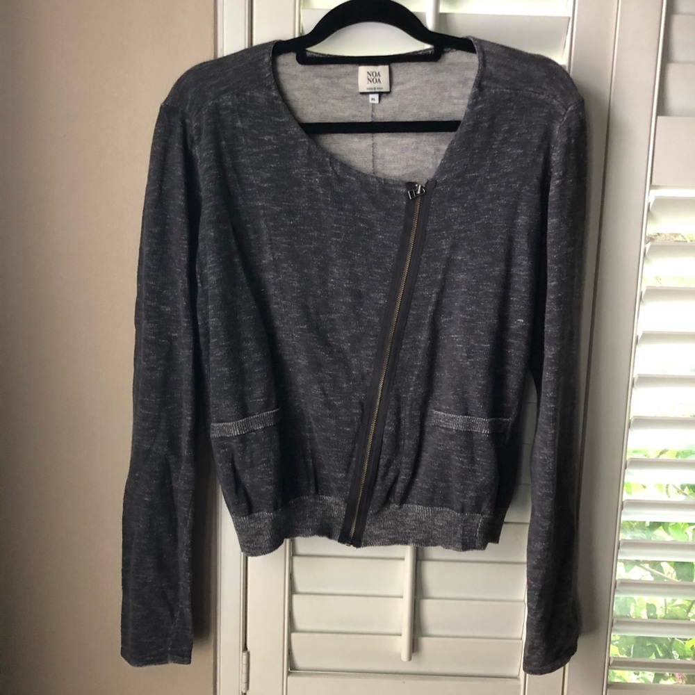 NOA NOA Grey Zip-Up Cardigan Jacket